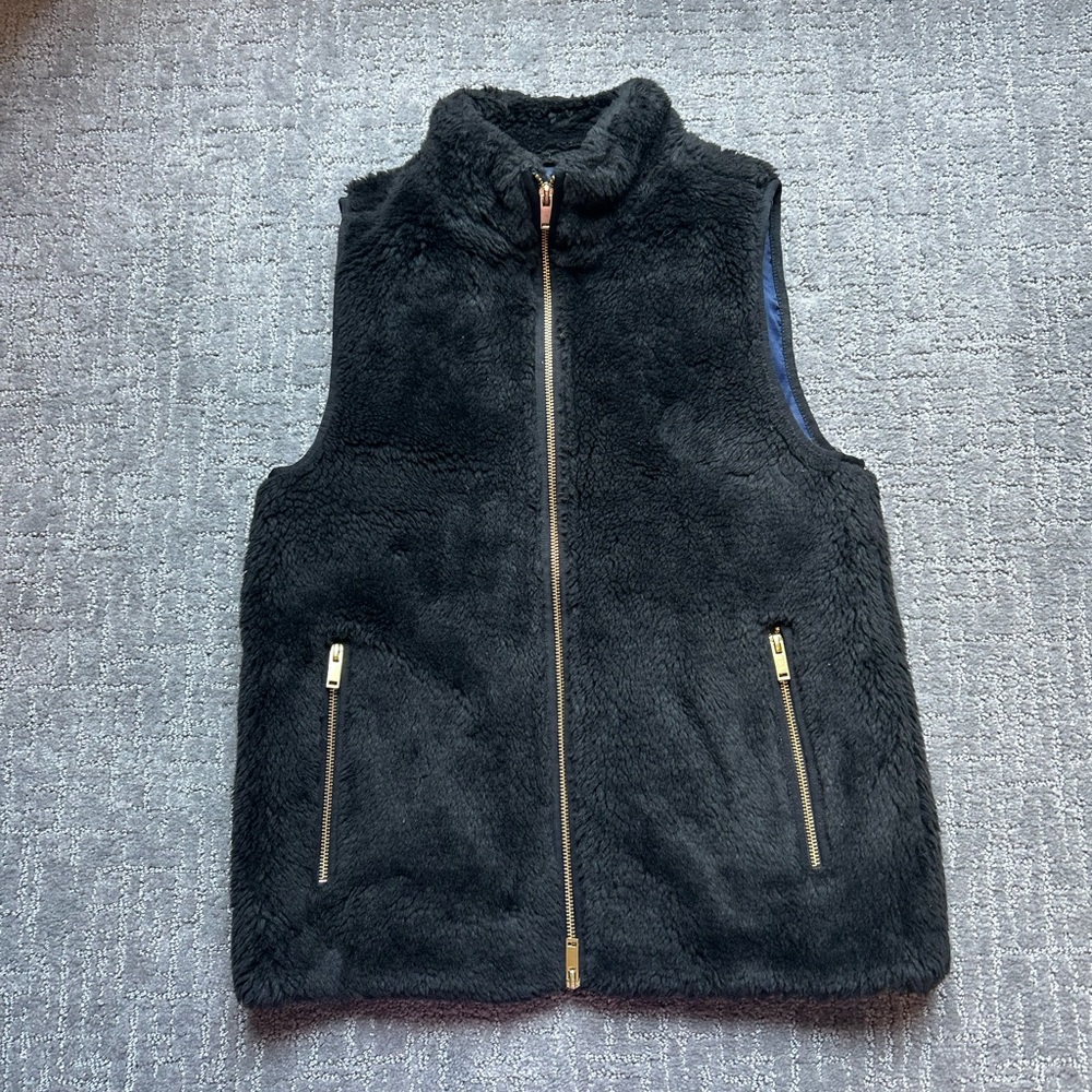 J. Crew Black Fur Vest